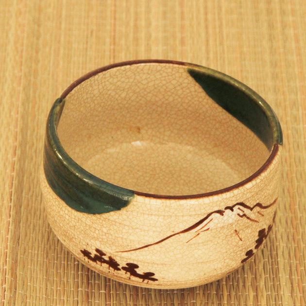 Matcha Tea bowl Chawan -Mt.Fuji designed -Mino yaki