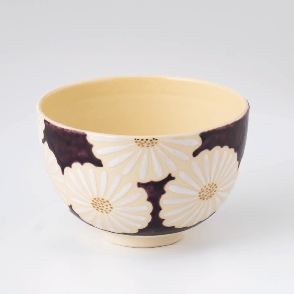Matcha Tea bowl Chawan - 白菊雅 White Flower Chrysanthemum
