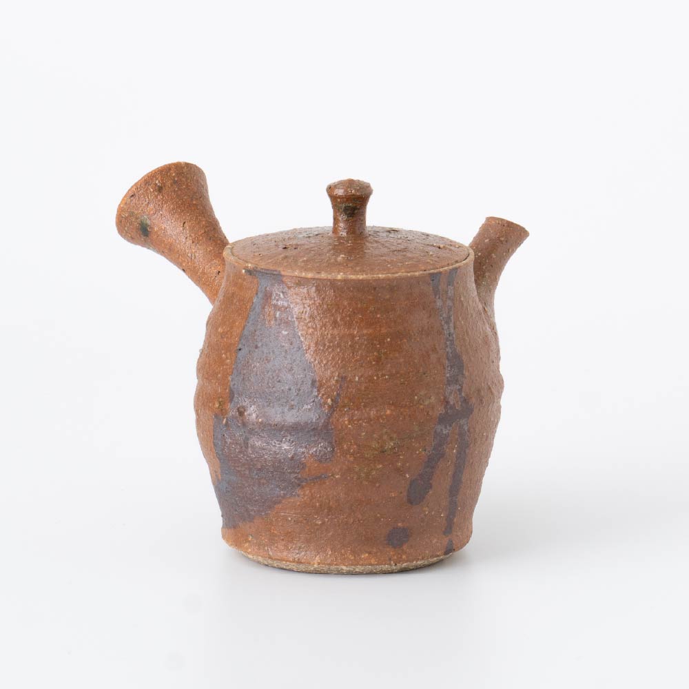 Kyusu Teapot - Rustic Brown [Built-in ceramic mesh filter]