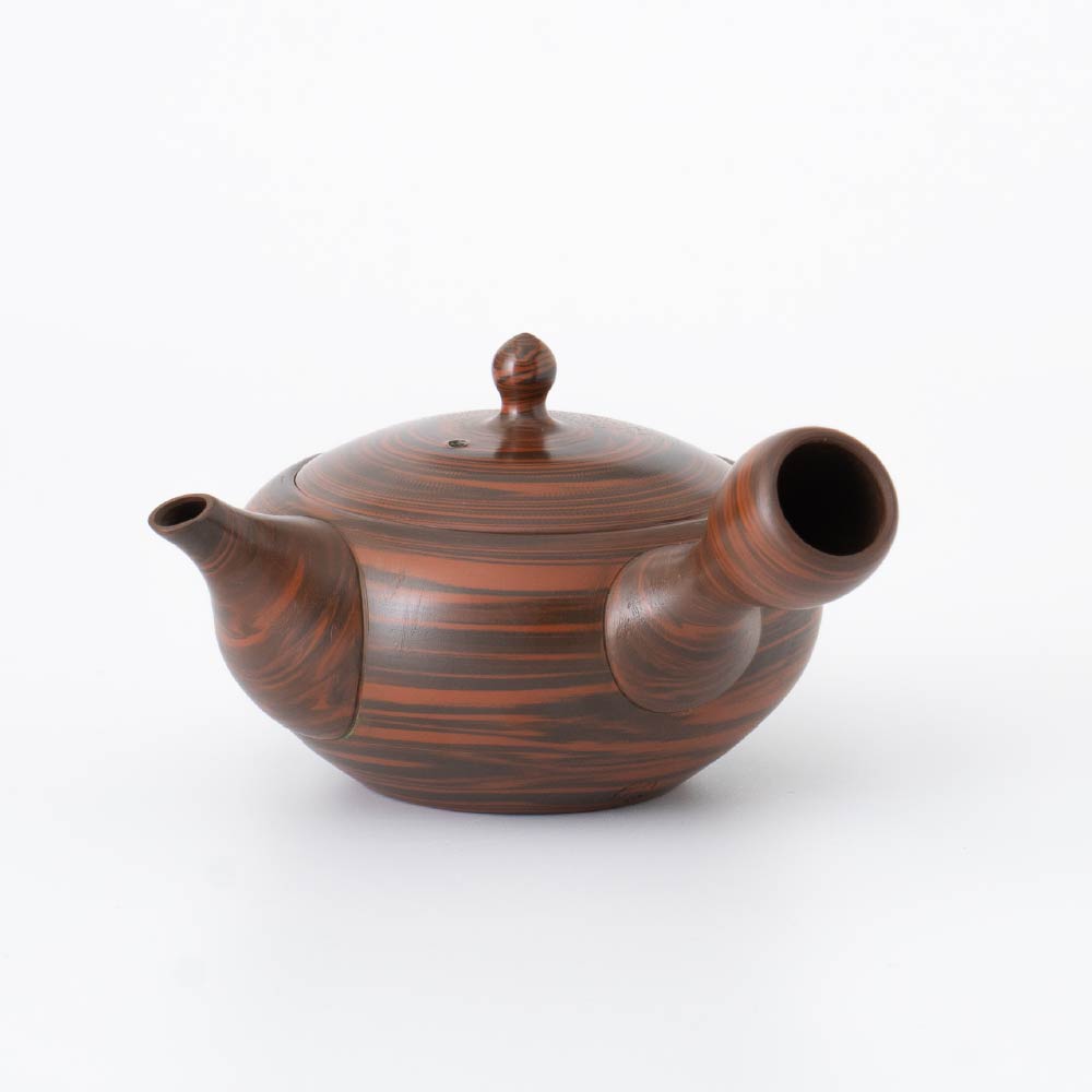 Kyusu Teapot Tokoname Yaki - Nerikomi Flower [Built-in ceramic mesh filter]