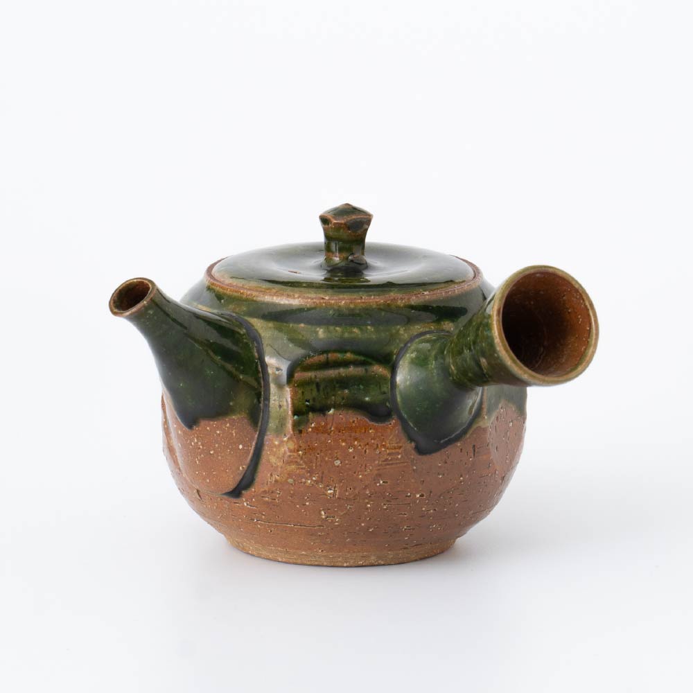 Kyusu Teapot Tokoname Yaki - Green Glaze [Built-in ceramic mesh filter]
