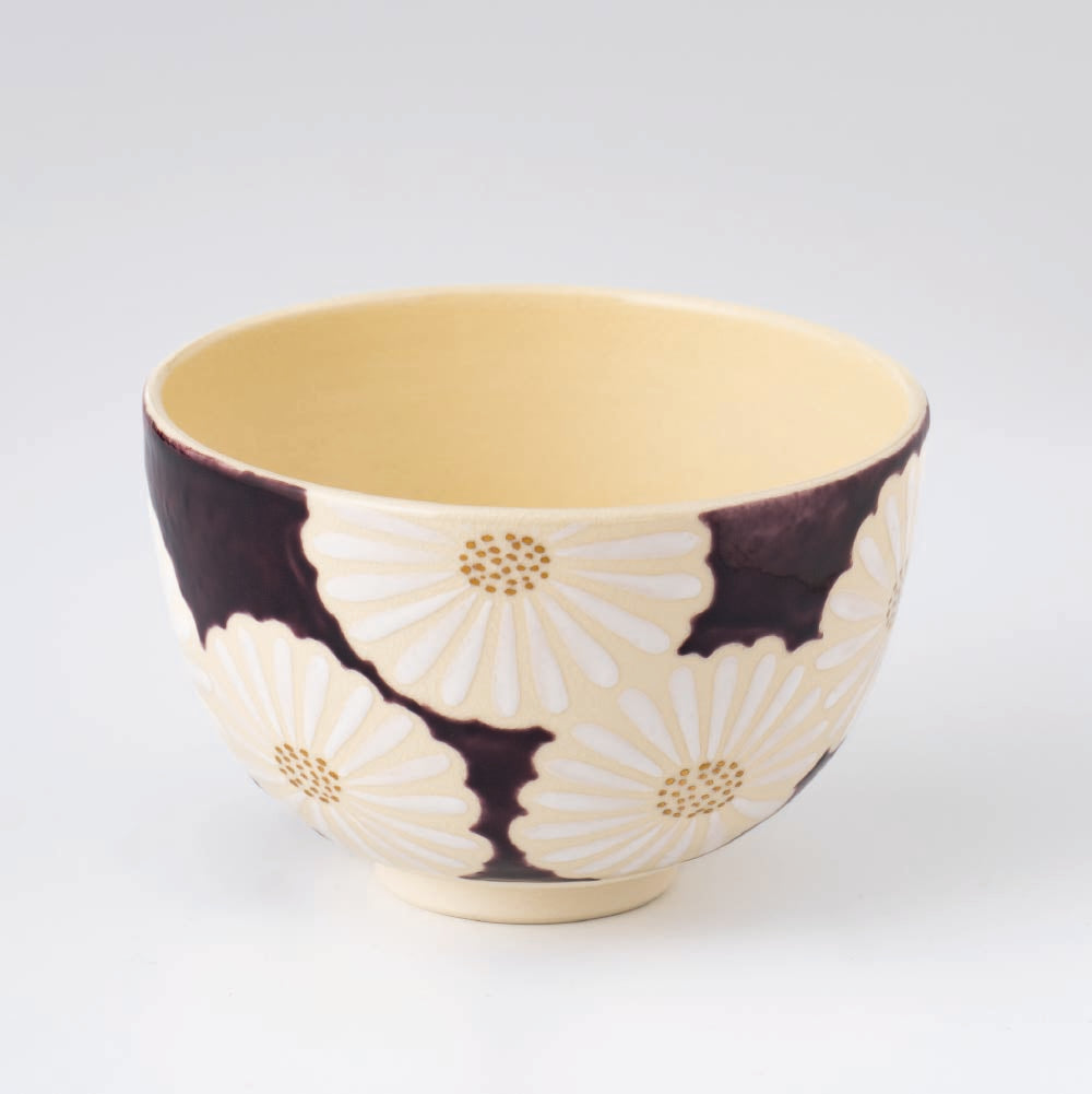 Matcha Tea bowl Chawan - 白菊雅 White Flower Chrysanthemum