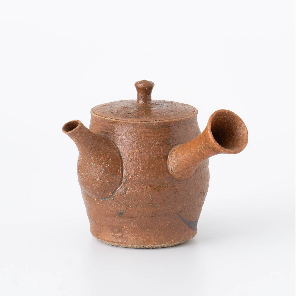 Kyusu Teapot - Rustic Brown [Built-in ceramic mesh filter]