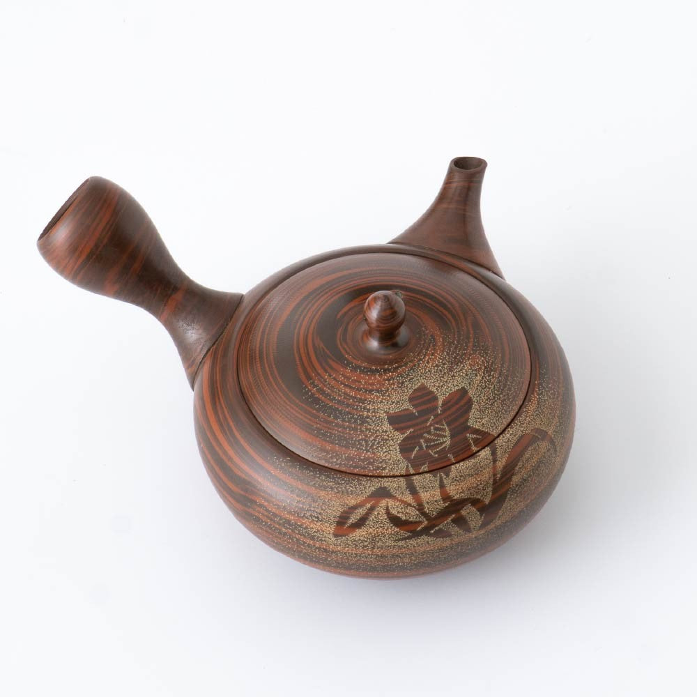 Kyusu Teapot Tokoname Yaki - Nerikomi Flower [Built-in ceramic mesh filter]