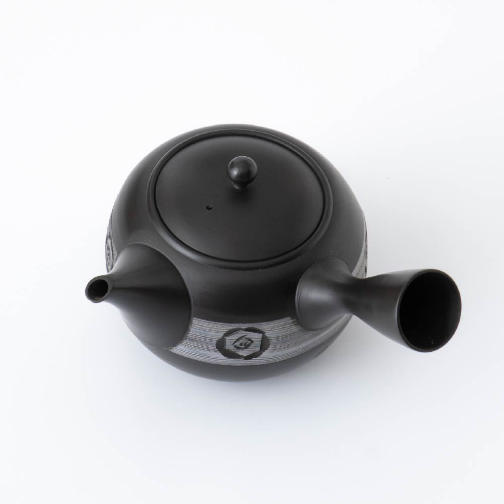 Kyusu Teapot Tokoname Yaki - Carved Floral [Built-in ceramic mesh filter]