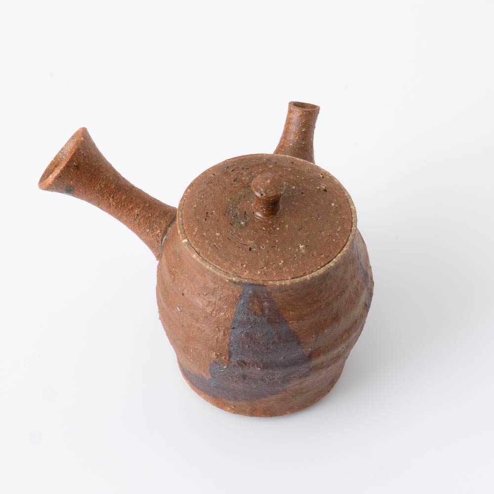 Kyusu Teapot - Rustic Brown [Built-in ceramic mesh filter]