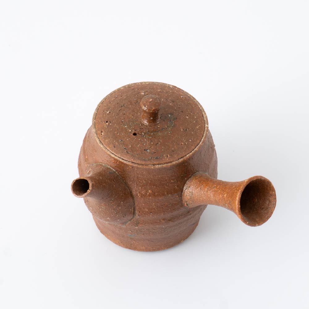 Kyusu Teapot - Rustic Brown [Built-in ceramic mesh filter]