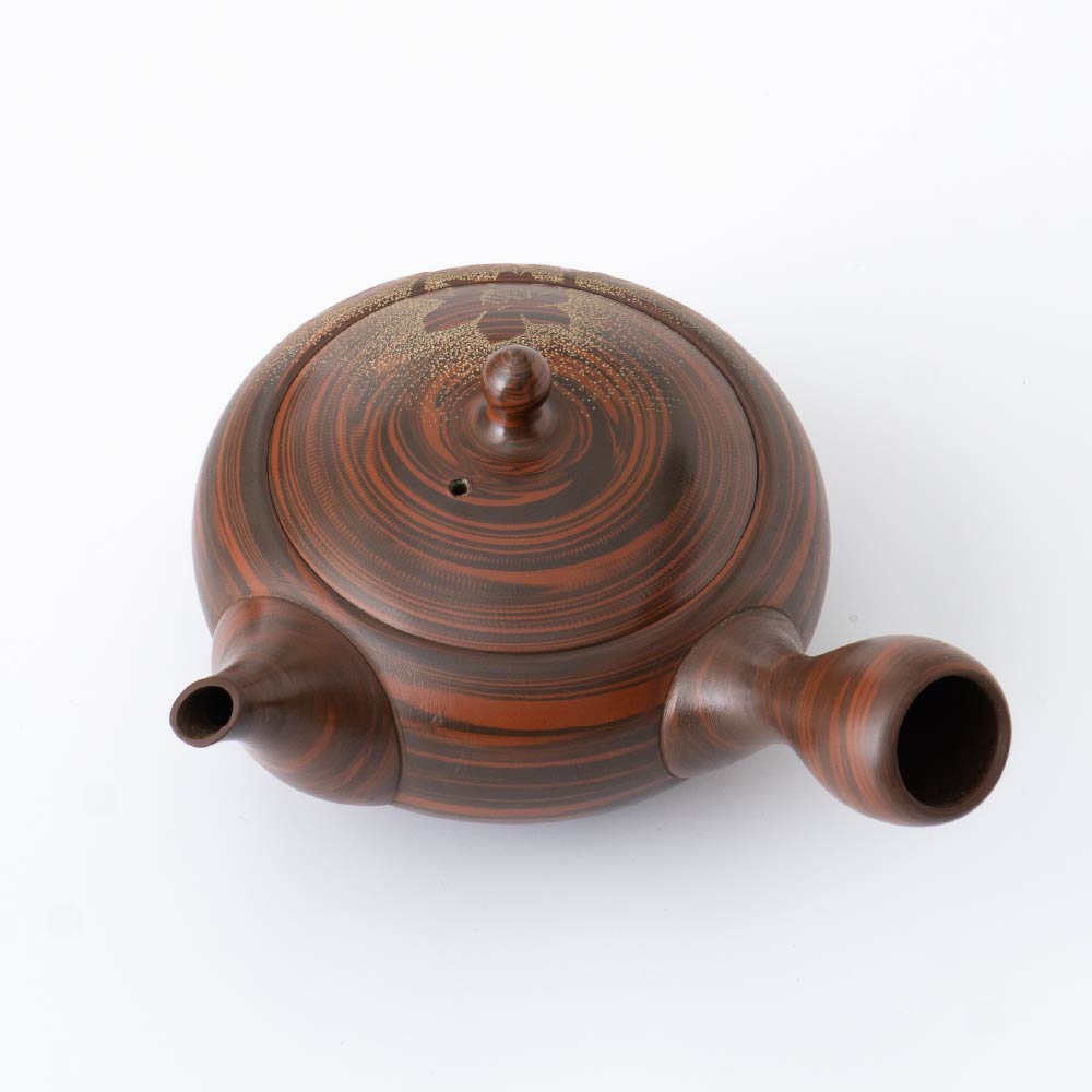 Kyusu Teapot Tokoname Yaki - Nerikomi Flower [Built-in ceramic mesh filter]