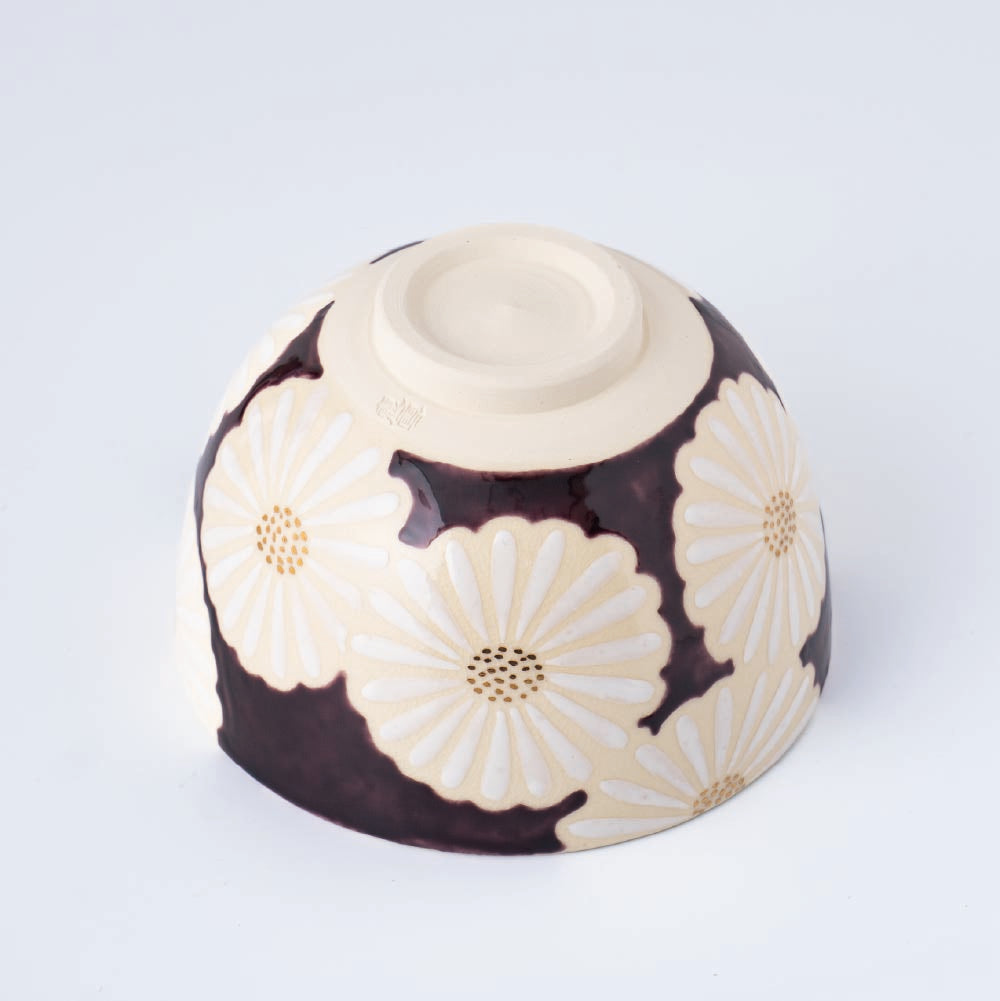 Matcha Tea bowl Chawan - 白菊雅 White Flower Chrysanthemum