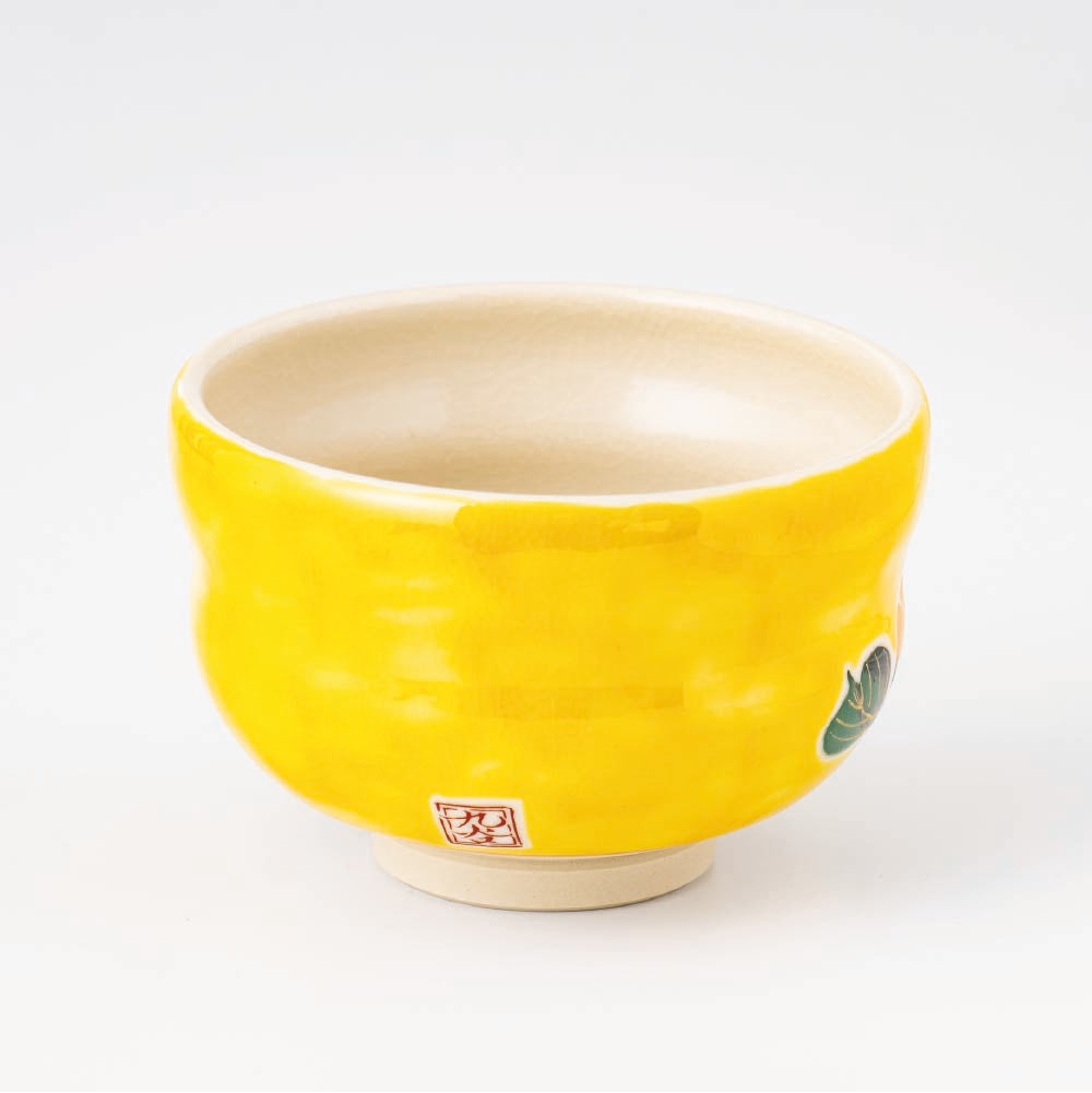 Matcha Tea bowl Chawan - 金彩椿 Gold Camellia with Wood Box