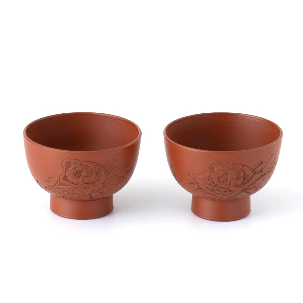 Antique Yunomi Teacup [Peony Flower]-Set of 2