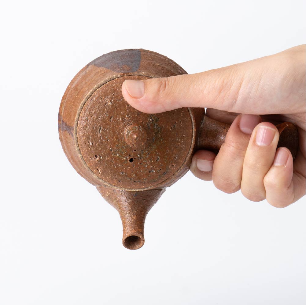 Kyusu Teapot - Rustic Brown [Built-in ceramic mesh filter]