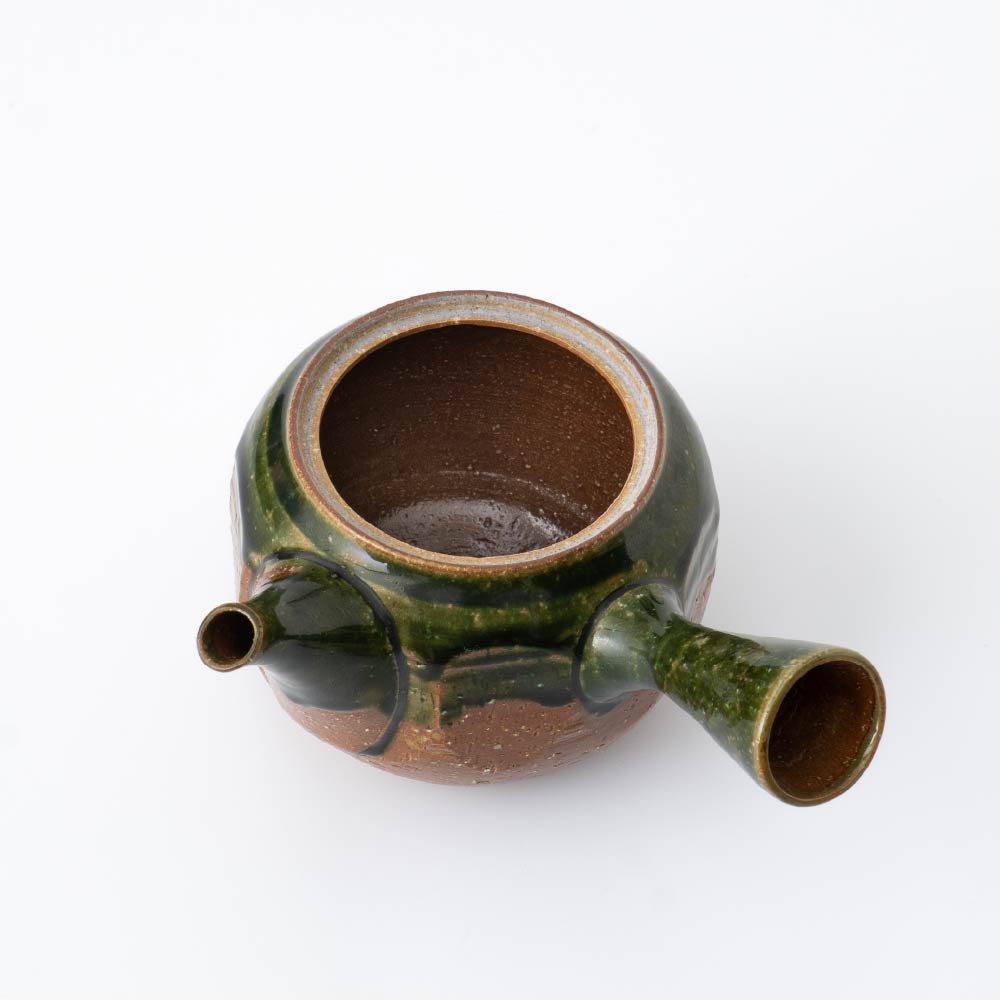 Kyusu Teapot Tokoname Yaki - Green Glaze [Built-in ceramic mesh filter]