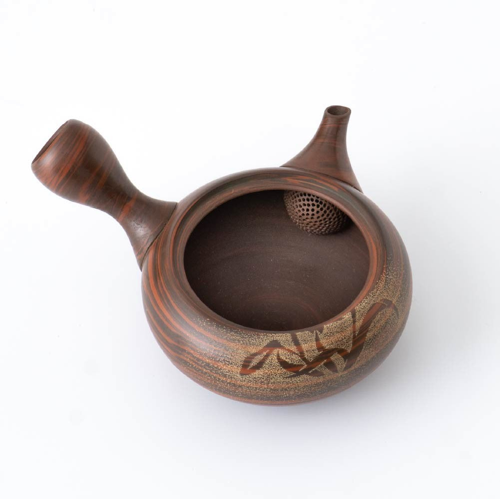Kyusu Teapot Tokoname Yaki - Nerikomi Flower [Built-in ceramic mesh filter]