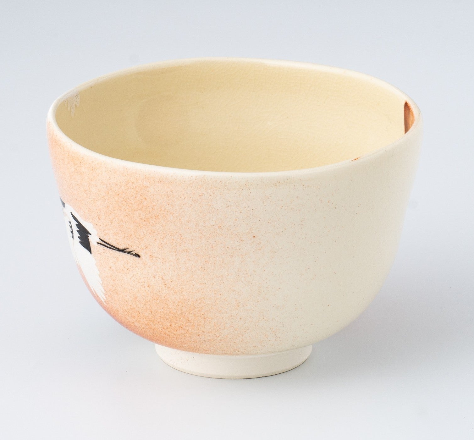 Matcha Tea bowl Chawan - Cranes and Mt. Fuji