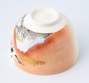 Matcha Tea bowl Chawan - Cranes and Mt. Fuji