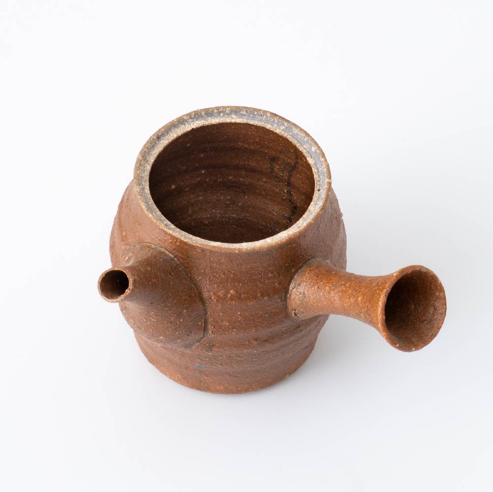 Kyusu Teapot - Rustic Brown [Built-in ceramic mesh filter]