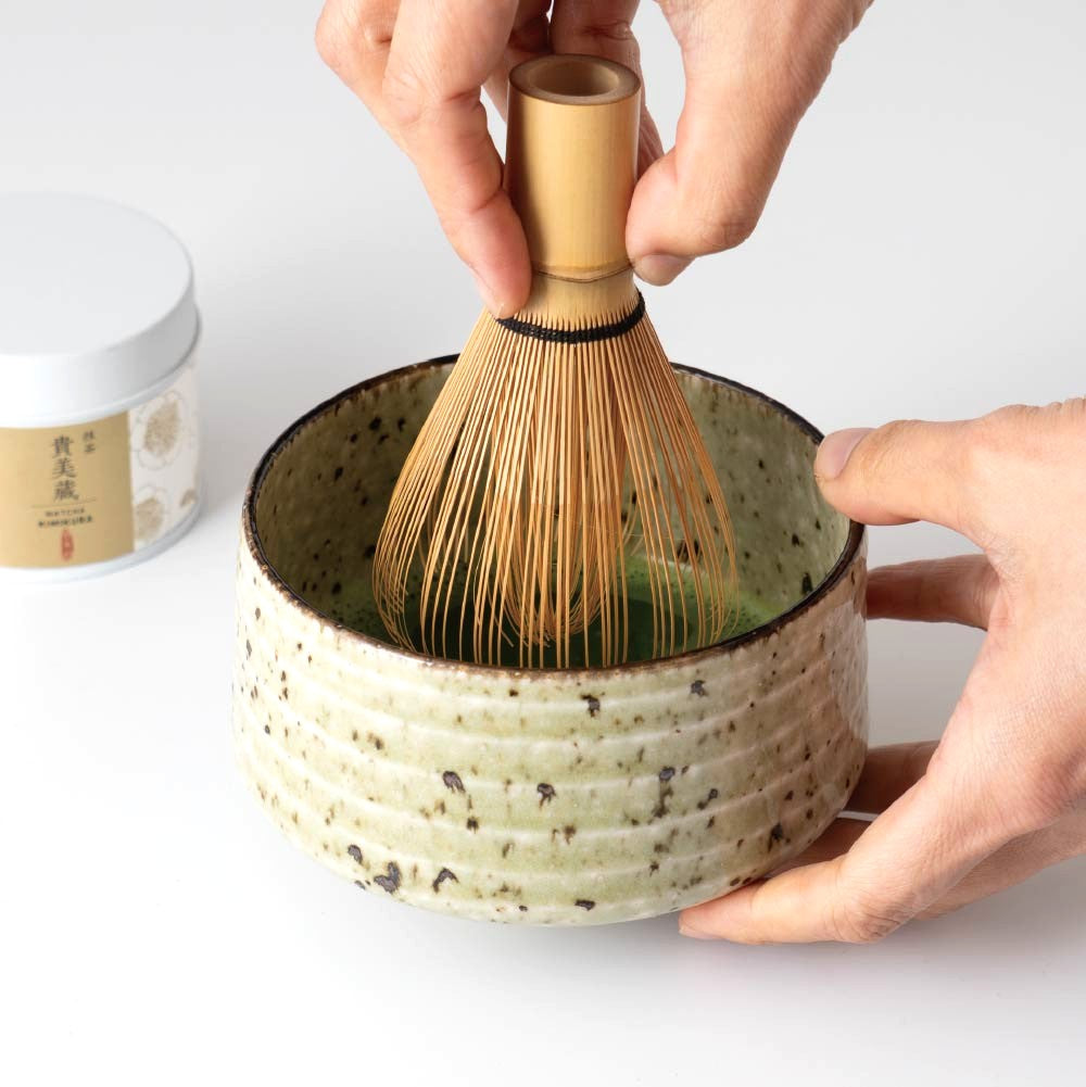 Matcha Tea Bowl Chawan -  Speckled Pale Lime Green