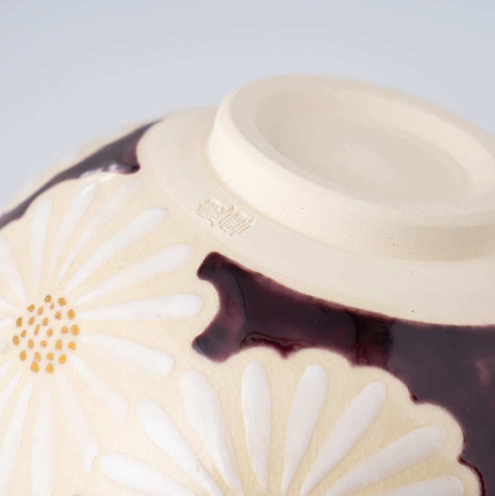 Matcha Tea bowl Chawan - 白菊雅 White Flower Chrysanthemum