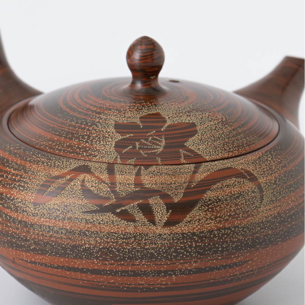 Kyusu Teapot Tokoname Yaki - Nerikomi Flower [Built-in ceramic mesh filter]
