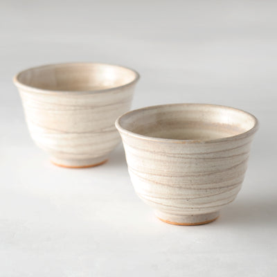 Japanese Yunomi teacup/sake cup set of 2 -Traditional pottery Hagiyaki