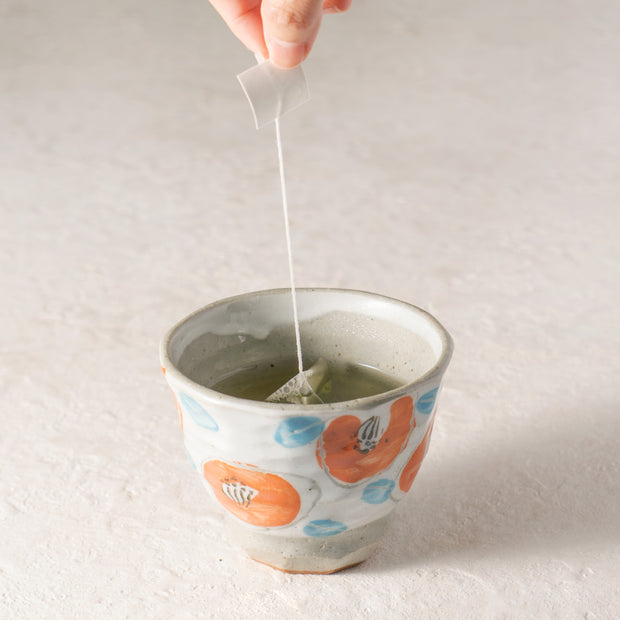 Japanese Yunomi Teacup -Tsubaki Camellia Flower