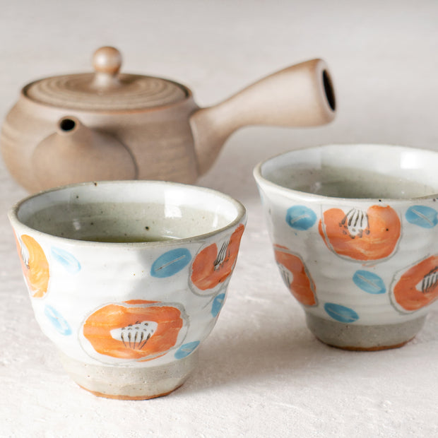 Japanese Yunomi Teacup -Tsubaki Camellia Flower