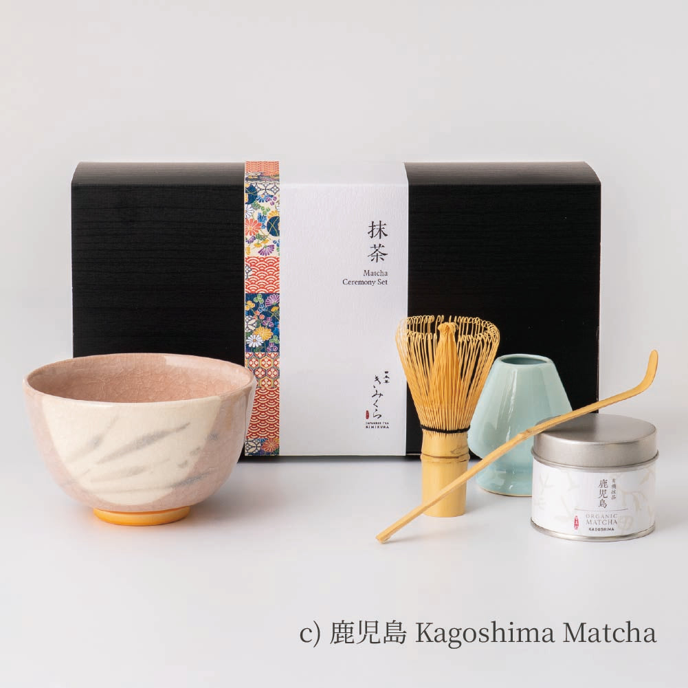 [Set of 5] Selectable Ceremonial Matcha & Tools (Pink Matcha Bowl)
