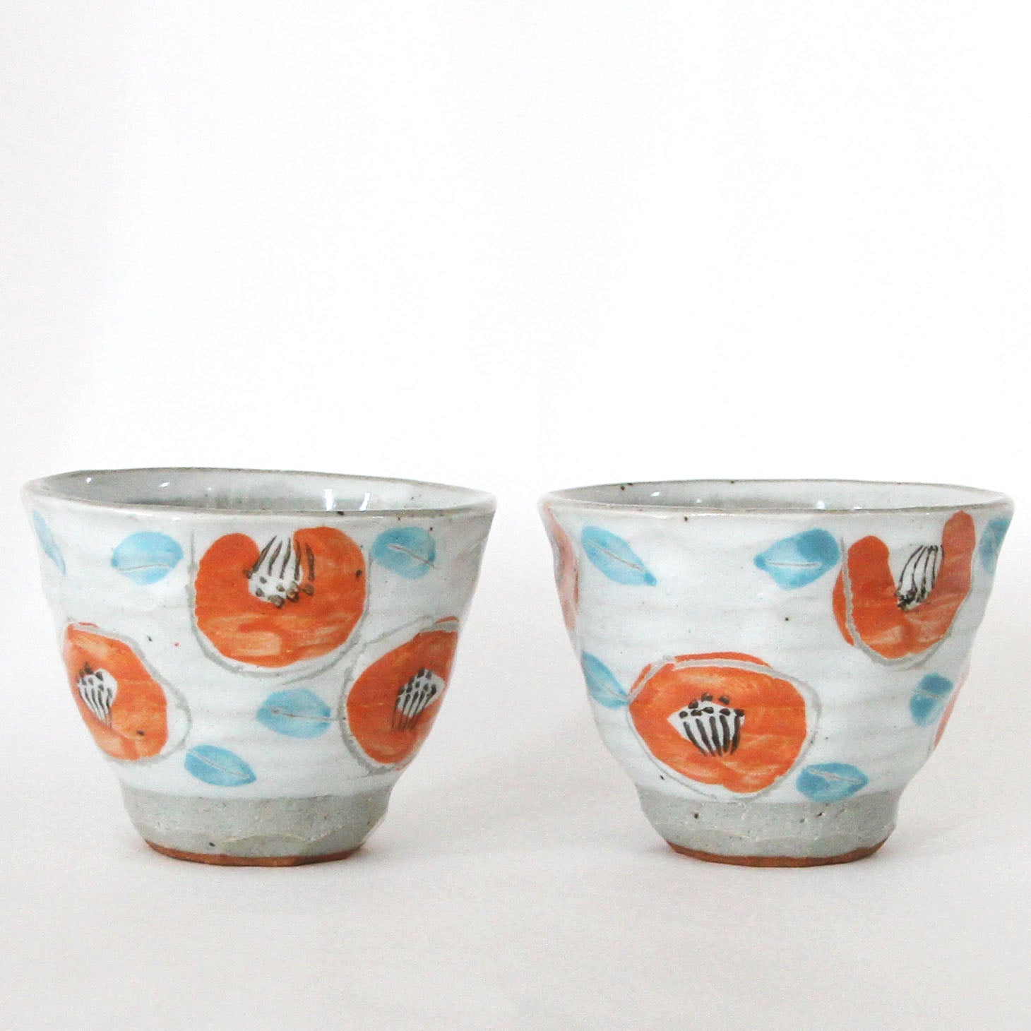Japanese Yunomi Teacup -Tsubaki Camellia Flower