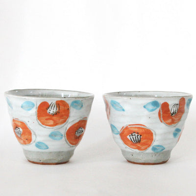 Japanese Yunomi Teacup -Tsubaki Camellia Flower
