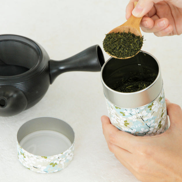 Japanese Tea caddy made in Japan [Natural Tree] Air tight container ...